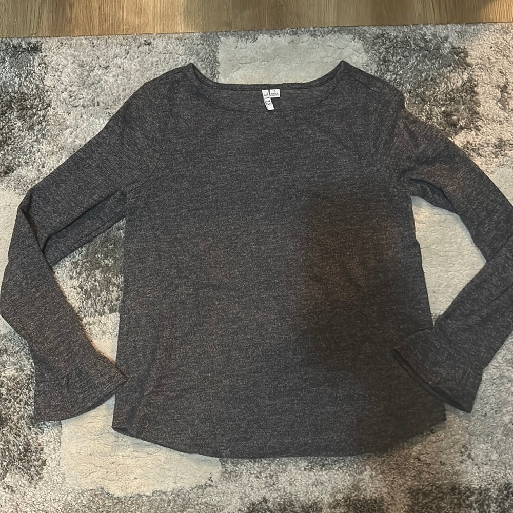 ELLE Dark Heather Grey Sweater with Trumpet sleeves